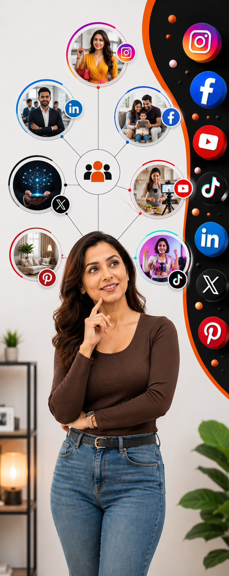 Social media content displayed across multiple platforms